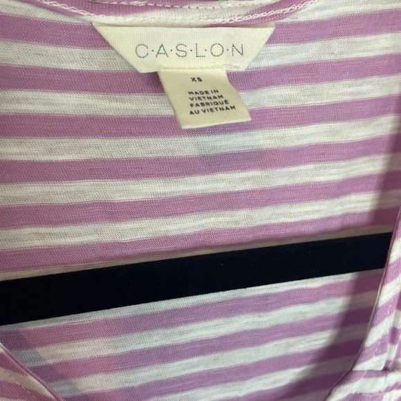 Caslon Womens Tank Top XS Purple White Striped Sleeveless Pullover Scoop Neck - Picture 3 of 6
